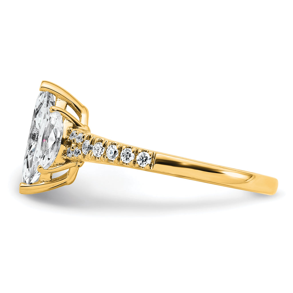 14k 1 1/2 carat Certified Lab Grown Diamond VS+ F+ Marquise Complete Three Stone Engagement Ring