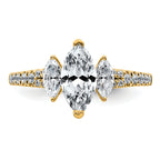 14k 1 1/2 carat Certified Lab Grown Diamond VS+ F+ Marquise Complete Three Stone Engagement Ring