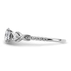 14k White Gold 5/8 carat Lab Grown Diamond VS+ F+ 1 carat Center Round Semi Mount Three Stone Engagement Ring
