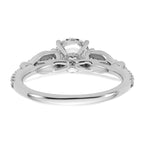 14k White Gold 5/8 carat Lab Grown Diamond VS+ F+ 1 carat Center Round Semi Mount Three Stone Engagement Ring