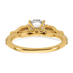 14k 5/8 carat Lab Grown Diamond VS+ F+ 1 carat Center Round Semi Mount Three Stone Engagement Ring