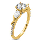 14k 5/8 carat Lab Grown Diamond VS+ F+ 1 carat Center Round Semi Mount Three Stone Engagement Ring