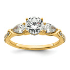 14k 5/8 carat Lab Grown Diamond VS+ F+ 1 carat Center Round Semi Mount Three Stone Engagement Ring