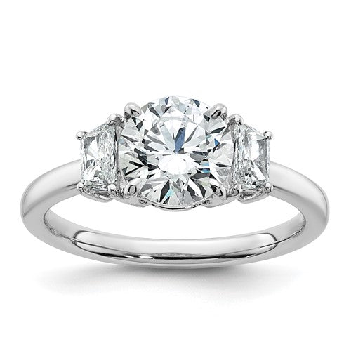 Round/Trapezoid Certified Round Lab-Grown Diamond Engagement Ring in 14K White Gold (1 7/8 ct. tw.), Size 7 - Sophia Jewelers