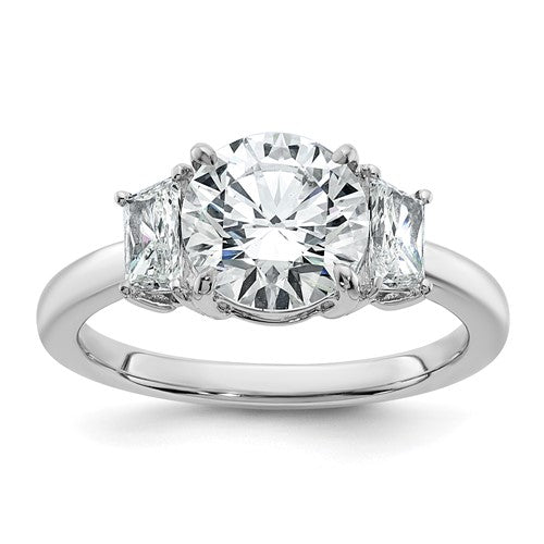Trapezoid Sidestones Round Lab-Grown Diamond Engagement Ring in 14K White Gold (2 1/2 ct. tw.), Size 7 - Sophia Jewelers