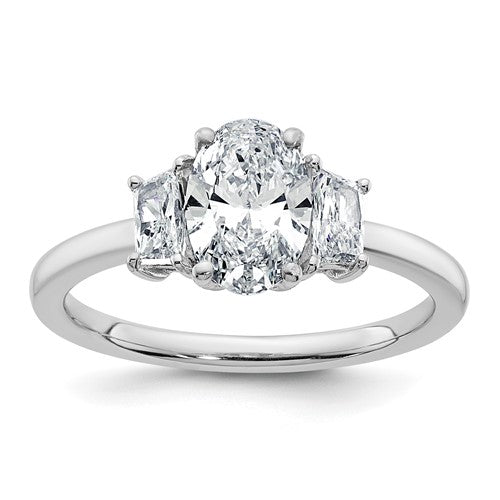 Oval Lab-Grown Diamond Three-Stone Engagement Ring in 14K White Gold (1 3/8 ct. tw.), Size 7 - Sophia Jewelers