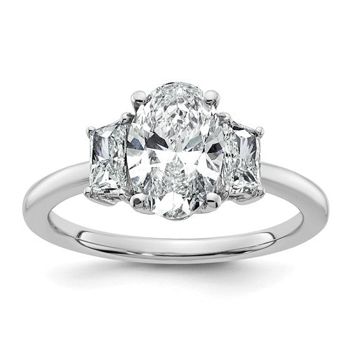 Oval Lab-Grown Diamond Three-Stone Engagement Ring in 14K White Gold (2 ct. tw.), Size 7 - Sophia Jewelers