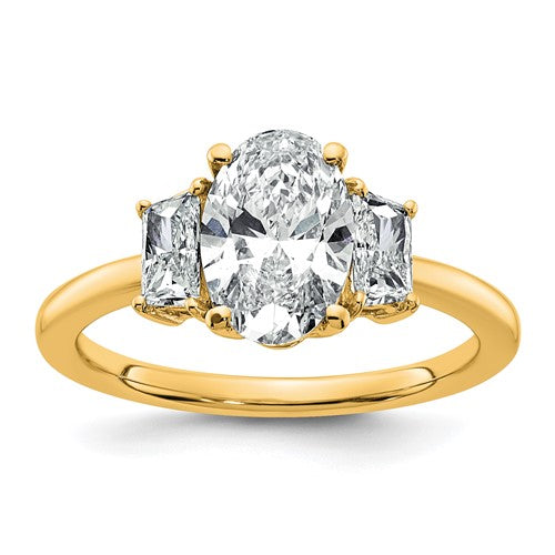 Oval Three-Stone Engagement Ring in 14K Yellow Gold (2 ct. tw.), Size 7 - Sophia Jewelers