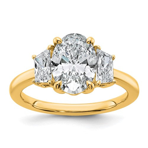 Oval Trapezoid Lab-Grown Diamond Three-Stone Ring in 14K Yellow Gold (2 3/4 ct. tw.), Size 7 - Sophia Jewelers