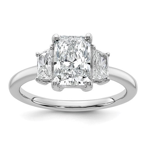 Trapezoid Three Stone Engagement Ring in 14K White Gold (2 ct.), Size 7 - Sophia Jewelers