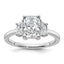 Three-Stone Engagement Ring in 14K White Gold (2 ct.), Size 7 - Sophia Jewelers