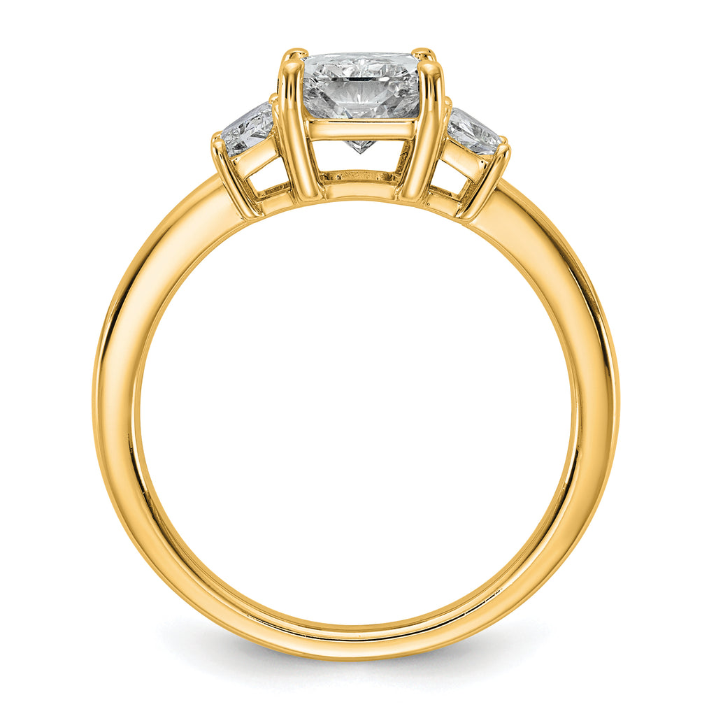 14k 2 carat Certified Lab Grown Diamond VS+ F+ Radiant and Trapezoid Complete Three Stone Engagement Ring