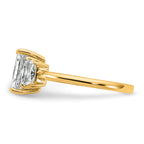 14k 2 carat Certified Lab Grown Diamond VS+ F+ Radiant and Trapezoid Complete Three Stone Engagement Ring