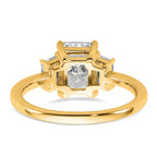 14k 2 carat Certified Lab Grown Diamond VS+ F+ Radiant and Trapezoid Complete Three Stone Engagement Ring