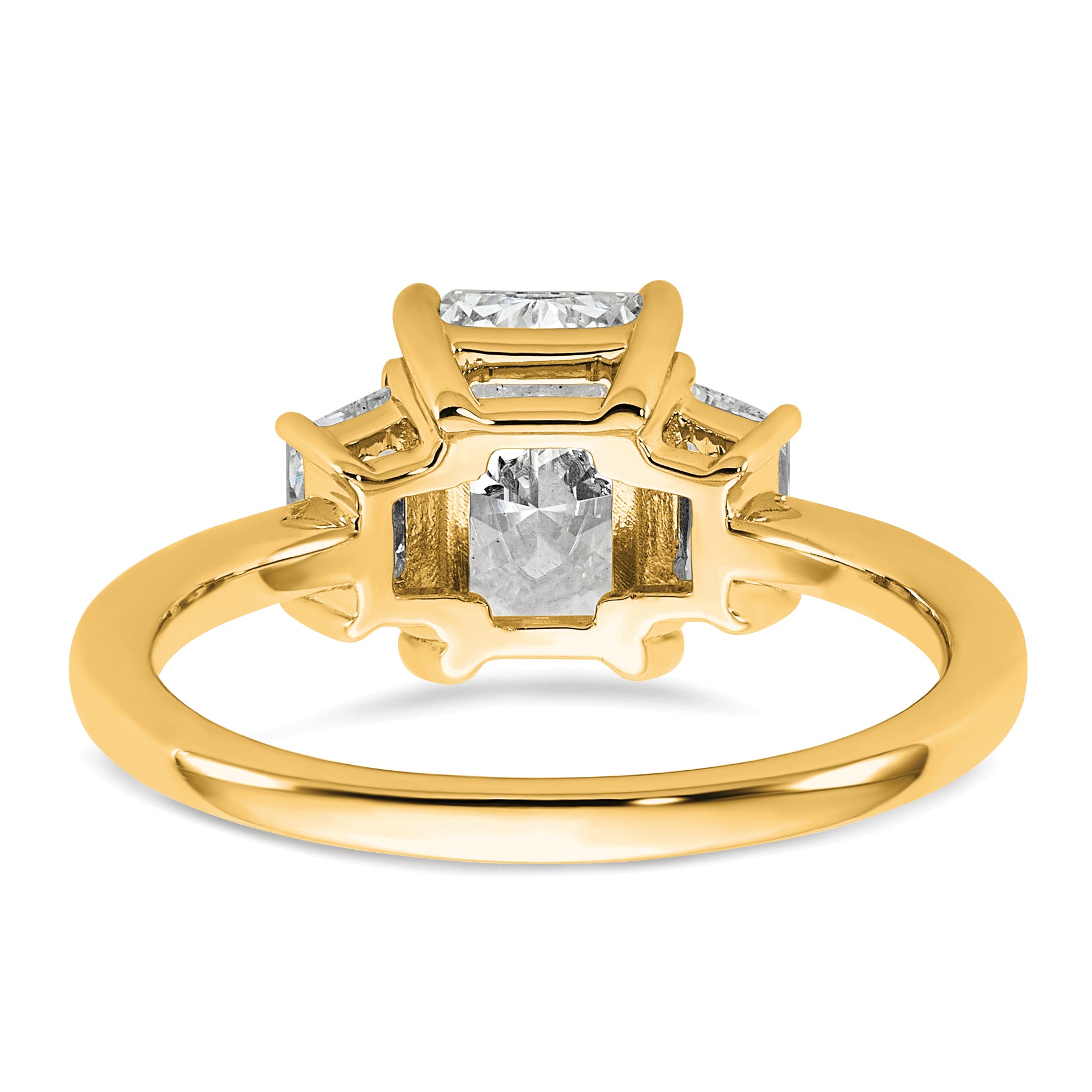 14k 2 carat Certified Lab Grown Diamond VS+ F+ Radiant and Trapezoid Complete Three Stone Engagement Ring
