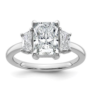 Radiant Lab-Grown Three-Stone Engagement Ring in 14K White Gold (2 3/4 ct. tw.), Size 7 - Sophia Jewelers