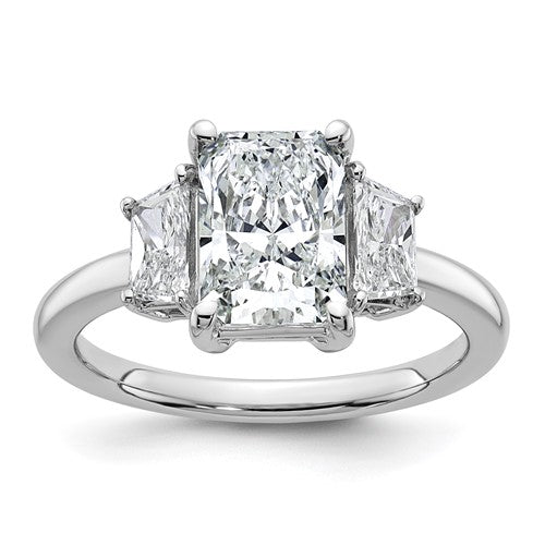 Radiant Lab-Grown Three-Stone Engagement Ring in 14K White Gold (2 3/4 ct. tw.), Size 7 - Sophia Jewelers