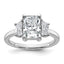 Radiant Lab-Grown Three-Stone Engagement Ring in 14K White Gold (2 3/4 ct. tw.), Size 7 - Sophia Jewelers