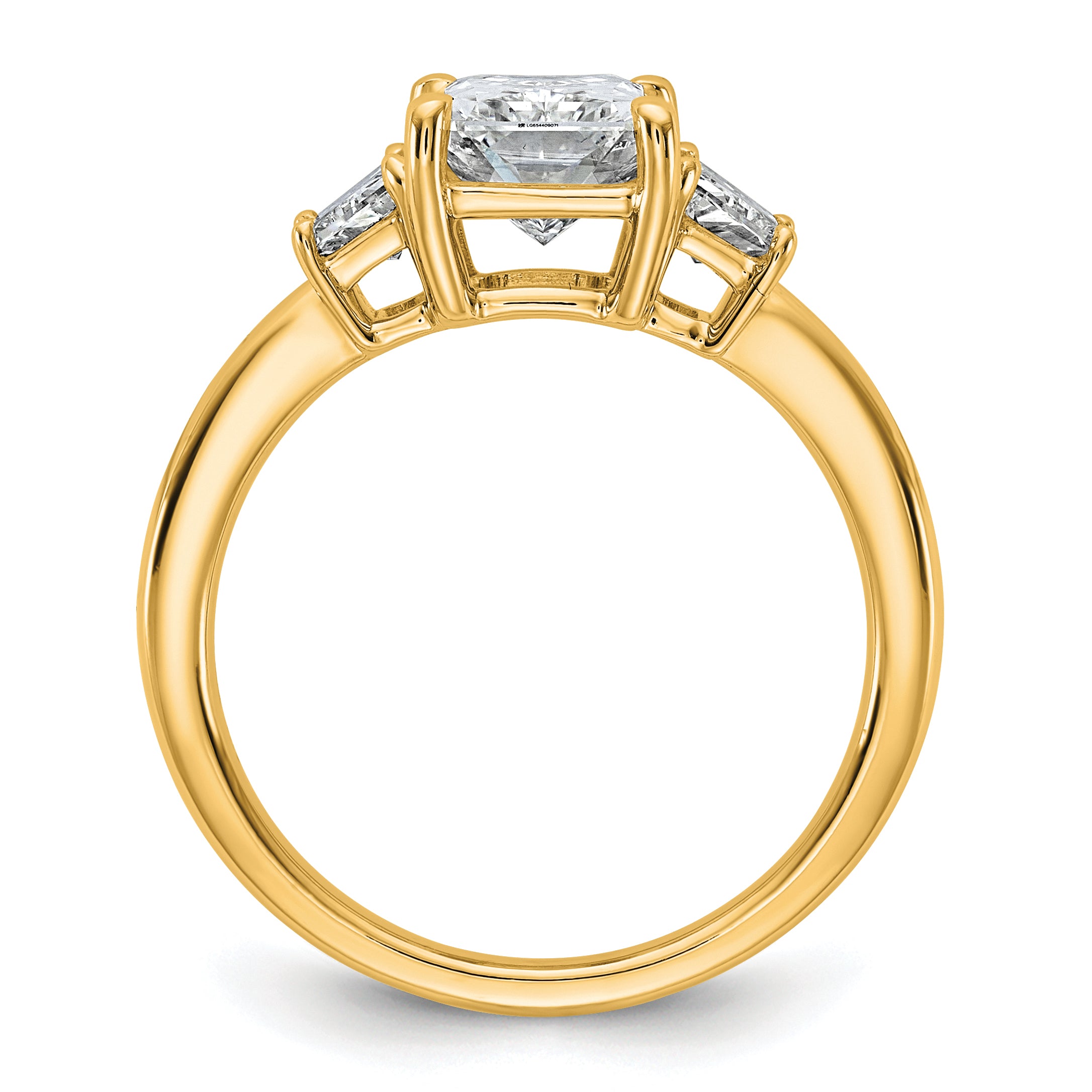 14k 2 3/4 carat Certified Lab Grown Diamond VS+ F+ Radiant and Trapezoid Complete Three Stone Engagement Ring Secondary image