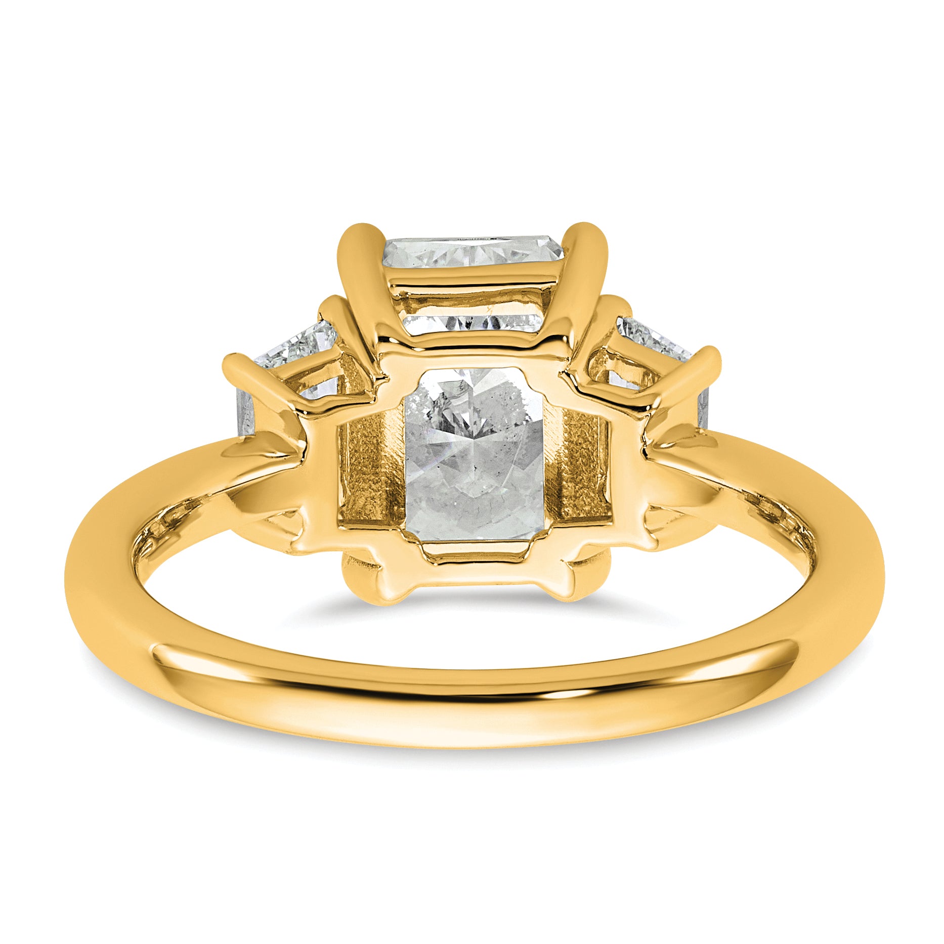 14k 2 3/4 carat Certified Lab Grown Diamond VS+ F+ Radiant and Trapezoid Complete Three Stone Engagement Ring