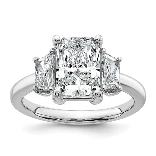 Radiant Trapezoid Lab-Grown Diamond Three Stone Ring in 14K White Gold (3 1/3 ct. tw.), Size 7 - Sophia Jewelers