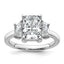 Radiant Trapezoid Lab-Grown Diamond Three Stone Ring in 14K White Gold (3 1/3 ct. tw.), Size 7 - Sophia Jewelers