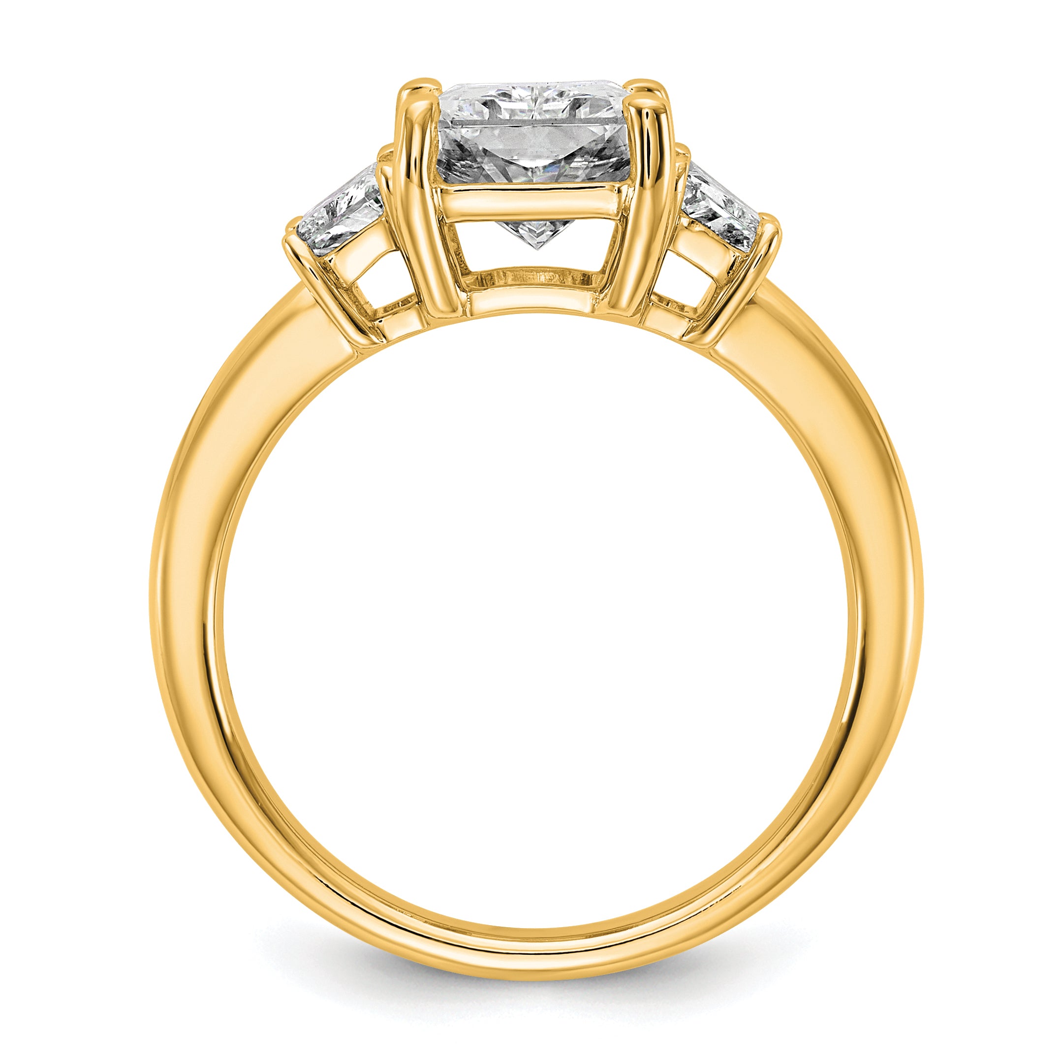 14k 3 1/3 carat Certified Lab Grown Diamond VS+ F+ Radiant and Trapezoid Complete Three Stone Engagement Ring Secondary image