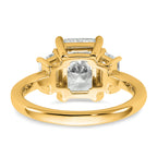 14k 3 1/3 carat Certified Lab Grown Diamond VS+ F+ Radiant and Trapezoid Complete Three Stone Engagement Ring