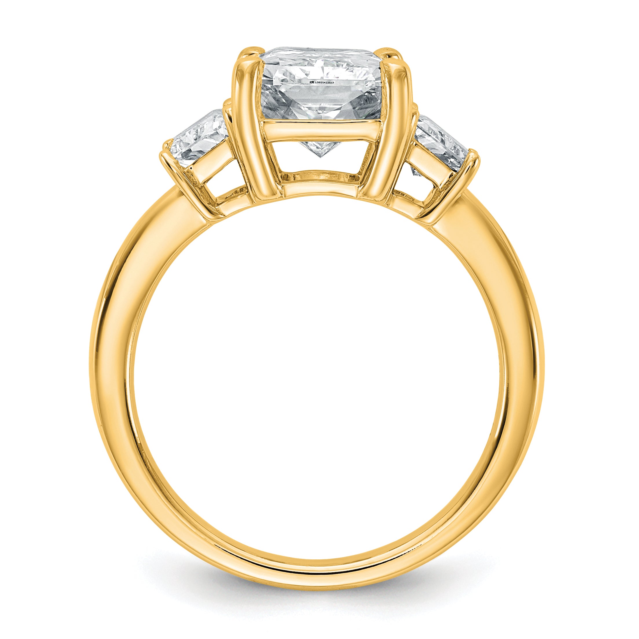 14k 4 carat Certified Lab Grown Diamond VS+ F+ Radiant and Trapezoid Complete Three Stone Engagement Ring Secondary image