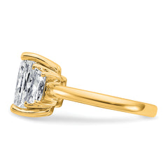 14k 4 carat Certified Lab Grown Diamond VS+ F+ Radiant and Trapezoid Complete Three Stone Engagement Ring