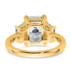 14k 4 carat Certified Lab Grown Diamond VS+ F+ Radiant and Trapezoid Complete Three Stone Engagement Ring