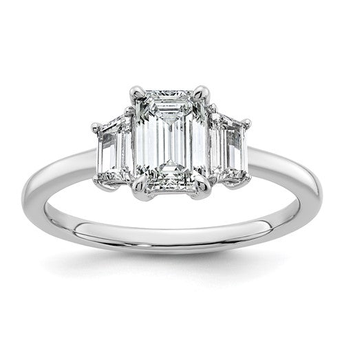 Emerald Lab-Grown Diamond Engagement Ring in 14K White Gold (1 3/8 ct. tw.), Size 7 - Sophia Jewelers
