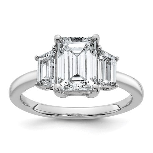 Trapezoid Emerald-Cut Lab-Grown Diamond Engagement Ring in 14K White Gold (2 3/4 ct. tw.), Size 7 - Sophia Jewelers