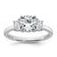 Half Moon Three Stone Engagement Ring in 14K White Gold (1 7/8 ct. tw.), Size 7 - Sophia Jewelers