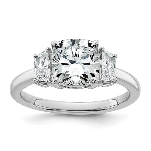 Cushion Lab-Grown Diamond Half Moon Engagement Ring in 14K White Gold (2 1/2 ct. tw.), Size 7 - Sophia Jewelers