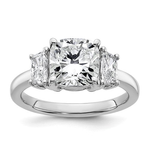 Cushion Half Moon Lab-Grown Diamond Engagement Ring in 14K White Gold (3 1/8 ct. tw.), Size 7 - Sophia Jewelers
