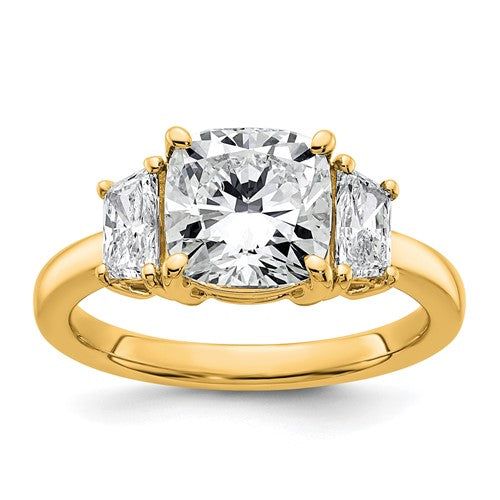 Half Moon Three Stone Engagement Ring in 14K Yellow Gold (3 1/8 ct. tw.), Size 7 - Sophia Jewelers