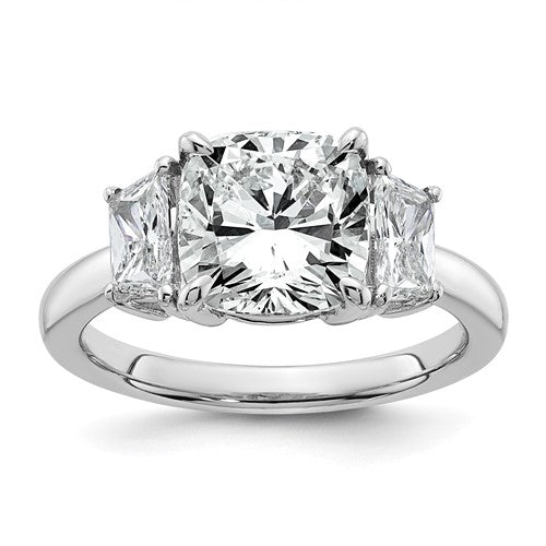 Cushion Three-Stone Lab-Grown Diamond Engagement Ring in 14K White Gold (3 3/4 ct. tw.), Size 7 - Sophia Jewelers Main image