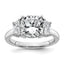 Cushion and Half Moon Three-Stone Lab-Grown Diamond Ring in 14K White Gold (3 3/4 ct. tw.), Size 7 - Sophia Jewelers
