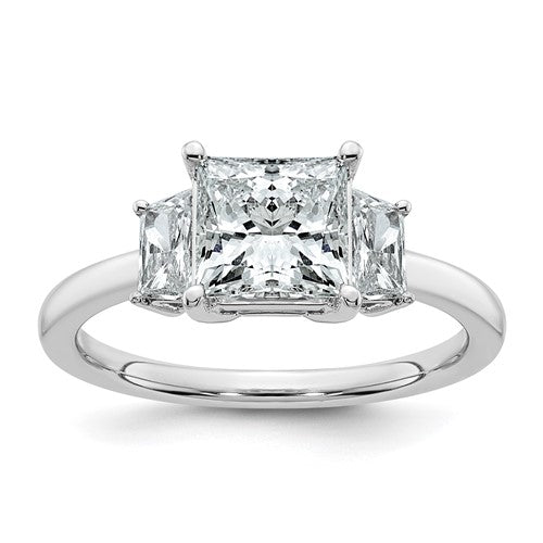 Princess Lab-Grown Diamond Three-Stone Ring in 14K White Gold (2 ct. tw.), Size 7 - Sophia Jewelers