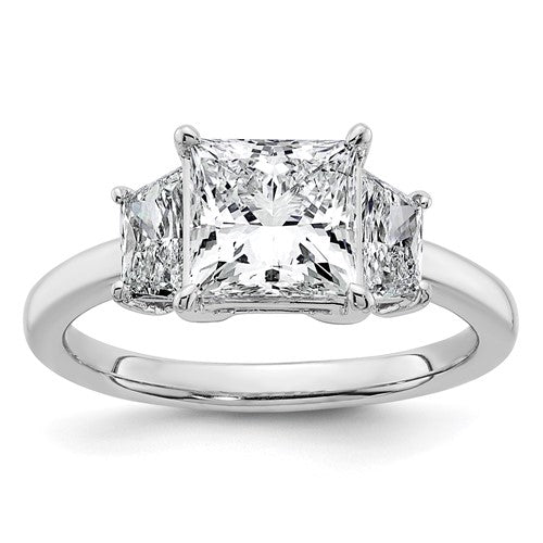 Trapezoid Three Stone Engagement Ring in 14K White Gold (2 3/4 ct. tw.), Size 7 - Sophia Jewelers