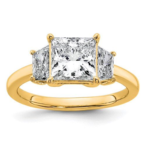 Three-Stone Certified Princess Lab-Grown Diamond Engagement Ring in 14K Yellow Gold (2 3/4 ct. tw.), Size 7 - Sophia Jewelers