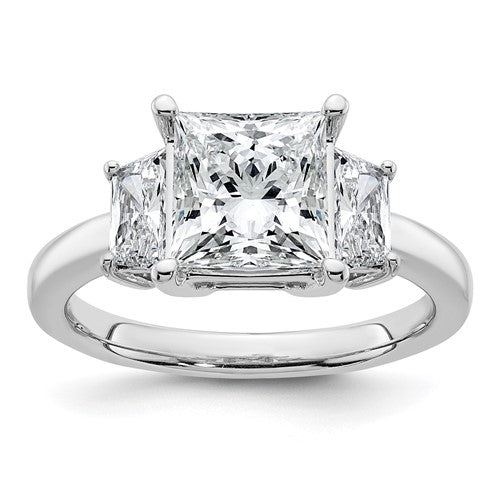 Princess Trapezoid Certified Three Stone Engagement Ring in 14K White Gold (3 1/3 ct. tw.), Size 7 - Sophia Jewelers