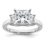 Princess Trapezoid Certified Three Stone Engagement Ring in 14K White Gold (3 1/3 ct. tw.), Size 7 - Sophia Jewelers