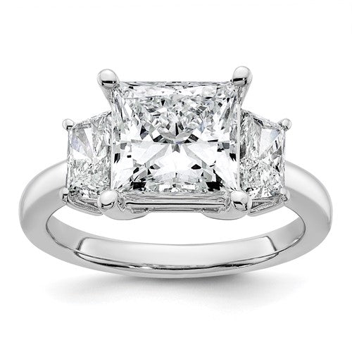 Trapezoid Three Stone Engagement Ring in 14K White Gold (4 ct. tw.), Size 7 - Sophia Jewelers Main image