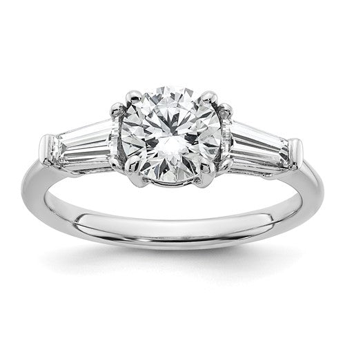 Three-Stone Engagement Ring in 14K White Gold, 6.5mm (1 1/2 ct. tw., VS+ F+), Size 7 - Sophia Jewelers