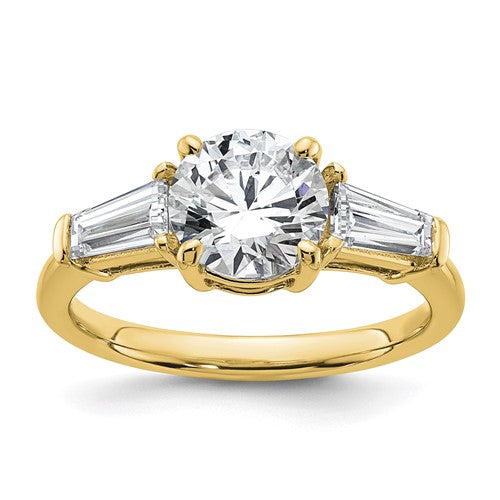 Round & Baguette Three-Stone Lab-Grown Diamond Ring in 14K Yellow Gold (2 1/5 ct. tw.), Size 7 - Sophia Jewelers