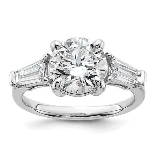 Round Tapered Certified Three Stone Engagement Ring in 14K White Gold (3 1/3 ct. tw.), Size 7 - Sophia Jewelers