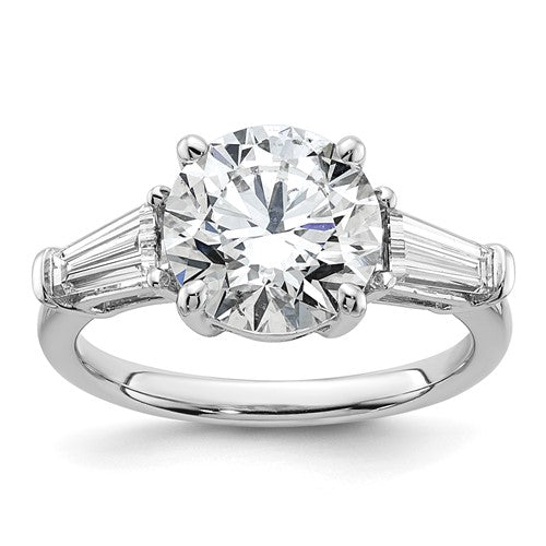 Three-Stone Round Baguette Lab-Grown Diamond Engagement Ring in 14K White Gold (3 3/4 ct. tw.), Size 7 - Sophia Jewelers