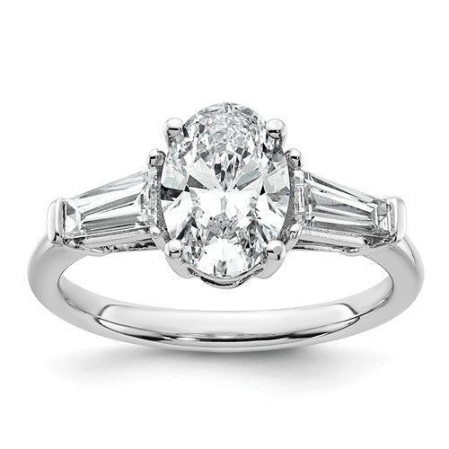 Oval & Baguette Lab-Grown Diamond Engagement Ring in 14K White Gold (2 1/5 ct. tw.), Size 7 - Sophia Jewelers